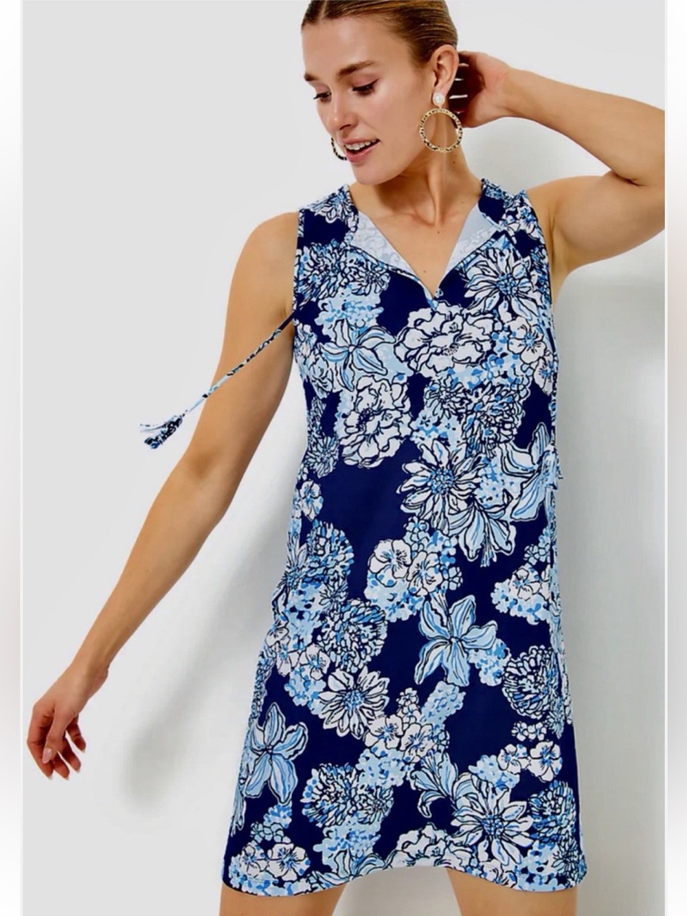 Lilly Pulitzer Johana Cover-up Low Tide Navy Bouquet All Day